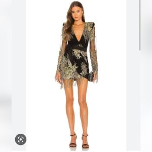 Zhivago mini dress, size 4, black with multicolored beads